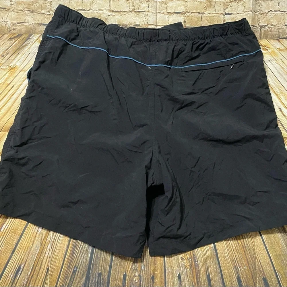 Columbia Black Nylon Belted Brief Lined Outdoor Swim Short